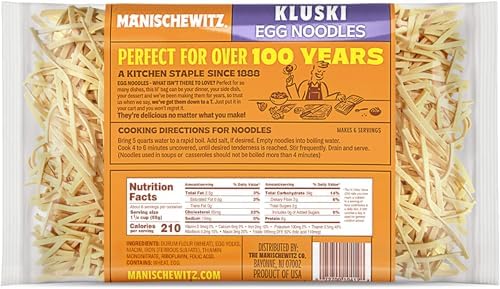 Manischewitz Kluski Egg Noodles 12oz (3 Pack) | Homestyle Taste & Texture, Premium Enriched, Low Sodium, No Preservatives