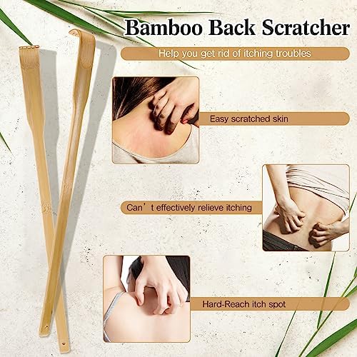 Yinkin 72 Pcs Bamboo Back Scratcher Bulk Traditional Manual Back Massager Wooden Long Scratcher for Itching Relief and Body Massage Elderly Men Women Friend and Family Nursing Gifts