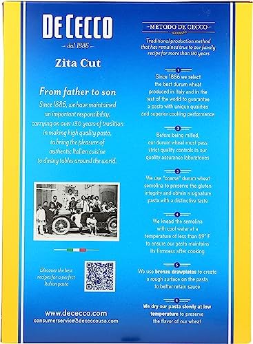 De Cecco Zita Cut Pasta, High In Protein, 16 Ounces (Pack Of 12)