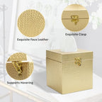 Gold Tissue Box Cover, Elegant Square Tissue Box Holder for Bathroom, Bedroom, and Office, Modern Decorative Tissue Box for Home Décor
