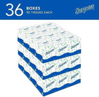 Surpass Facial Tissue, Bulk (21320), 2-Ply, White, Upright Cube Boxed Format, Ecologo, Designed for Business (90 Tissues/Box, 36 Boxes, 3,240 Sheets/Case)