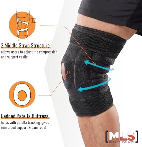Comforband Adjustable Hinged Knee Brace – Dual Side Hinges for ACL, PCL, MCL Injury Support, Meniscus Tear, Arthritis Pain Relief, Post-Surgery Recovery (Black, L/XL)