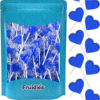 Fruidles Lollipops Mini Heart Shaped 30 Lollipops, Blueberry Flavored Delicious Lollipop, Individually Wrapped, 5g Lollipop
