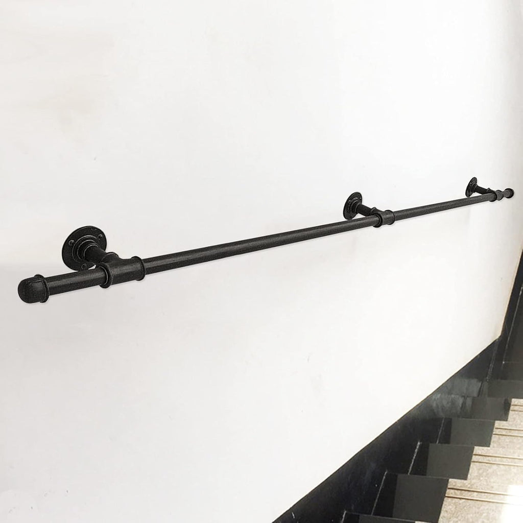 Handrail for Staris Indoor Outdoor Grab Rail, 1m 150cm 2m 2.5m 3m 450cm 6m Stairway Railing| Wall Mounted Metal Wrought Iron Handrail Safety Staircase Railings (Size : 7ft/210cm)