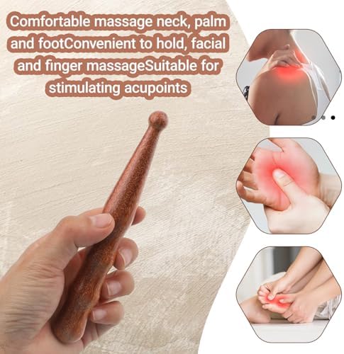 Sandalwood Acupoint Massage Pen, 1Pcs Wooden Acupressure Stick Reflexology Tool for Deep Tissue, Meridian Massage Tool for Body, Hand and Foot