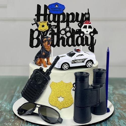 Police Themed Cake Toppers Policeman Cake Decoration for Birthday Baby Shower Party Police Retirement or Officer Academy Graduation Party Supplies