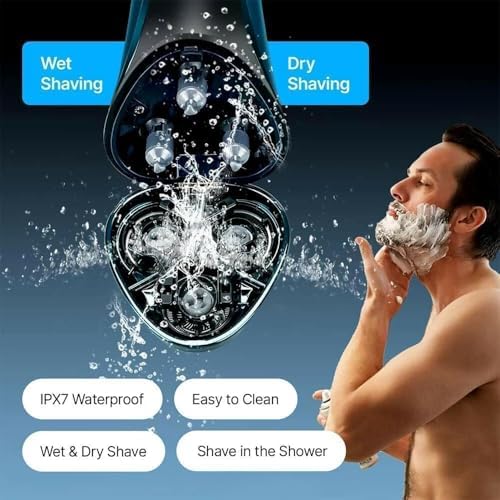 Snapbuy Electric Razor for Men,Snapbuy Razor,Electric Shavers for Men, 4D Floating Head Rotary Shaver,Ipx7 Waterproof, 2025 New Electri c Shaver with LCD Display & Quiet Motor,Fast Charging(Blue)