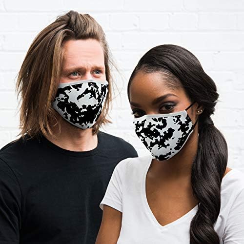 WEDDINGSTAR 3-Ply Adult Washable Cloth Face Mask Reusable and Adjustable with Filter Pocket - Cow Print