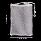 Mesh Laundry Bags with Drawstring - 12"x18" Clear Breathable Mesh Storage Bags for Clothes, Delicates & Travel Essentials - Small White Bags for Organizing Underwear, Socks, Baby Clothes