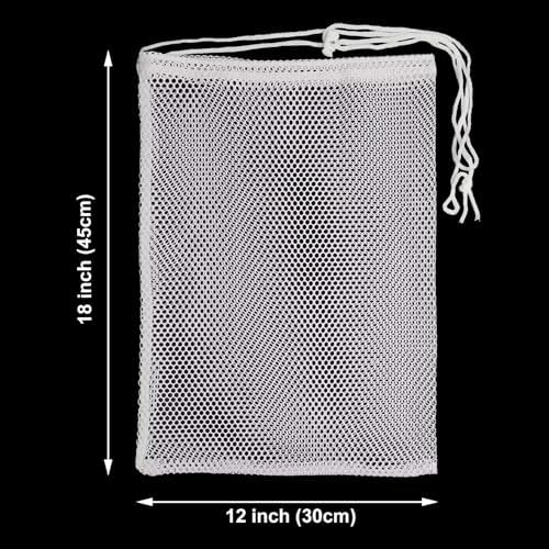 Mesh Laundry Bags with Drawstring - 12"x18" Clear Breathable Mesh Storage Bags for Clothes, Delicates & Travel Essentials - Small White Bags for Organizing Underwear, Socks, Baby Clothes