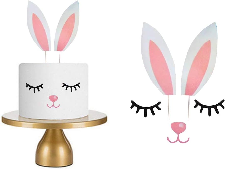Easter Bunny Cake Topper with Eyelashes Easter Party Cake Decoration Supplies for Birthday Party,Easter Bunny Rabbit Baby Shower Birthday Party Supplies