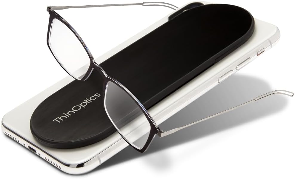Always With You by ThinOptics Reading Glasses with Slim Case – Readers Attach to Your Phone, Tablet, or Fit in Your Pocket
