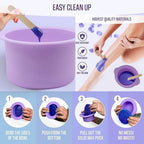 2-pack Silicone Wax Warmer Liner, Silicone Wax Bowl for Wax Warmer, Non-Stick Wax Melt Warmer Wax Pot Replacement, Reusable Wax Melt Liner with 50 Pcs Wax Spatula Sticks for Hair Removal purple