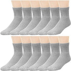 Falari 12-Pack Diabetic Socks Quarter Ankle Unisex Physicians Approved Socks (10-13, Gray)