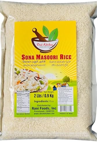 Desi Kitchen Sona Masoori Rice~ 2 lbs/0.9 Kg | Short Grain White Rice | Product of India | All Natural | Gluten Free