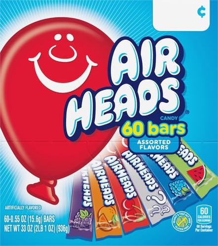 AIRHEADS BARS VARIETY PACK, PARTY, 60 COUNT