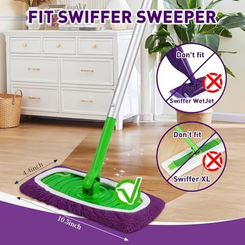 Microfiber Mop Pads,8Pcs Purple Reusable Mop Pads Compatible with Swiffer Sweeper,Dry Flat mop Cover & Washable Wet Pads Refill for Floor Cleaning