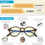 J+S Blue Light Reading Glasses for Women Men | 3 in 1 Readers Block Harmful Blue-Light 100% UVA UVB | 1.0+ to 3.0+ Diopter