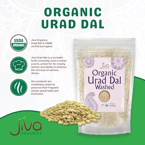 Jiva USDA Organics Urad Dal (Split Matpe Beans) 2 Pound - NEW Packaging!