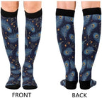 Blue Peacock Feathers Compression Socks for Women and Men 20-30 mmHg Knee High Socks for Nurses Travel Socks 1 Pair