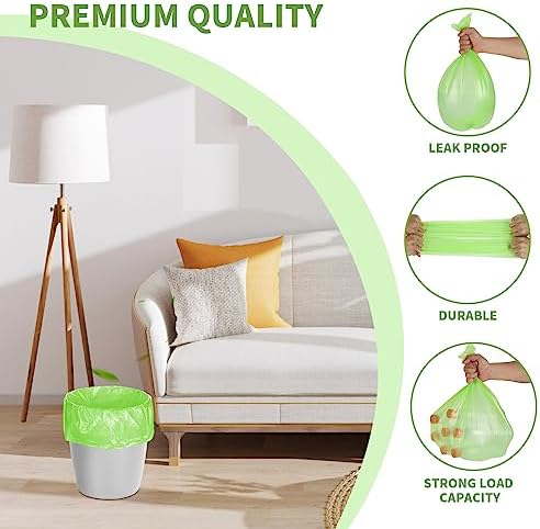 Magesh 105 Count 4 Gallon Small Trash Bags, Green, Transparent, Durable, Leak-Proof, Unscented, Easy to Use, Versatile, Outstanding Customer Service