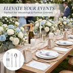 Liacere 100 Pack Silver Plastic Silverware-Pre Wrapped cutlery and Napkin-Pre Rolled Silverware Disposable 100 Forks, 100 Knives 100 Spoons, 100 Napkins Plastic Utensils＆Wedding