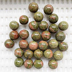 Fekuar 5 Pcs Unakite Crystal Sphere Ball Set, Polished Healing Energy Mineral Gemstone Balls for Reiki Chakra Decoration Fengshui 20mm