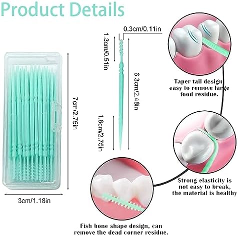 Toothpicks,Tooth Picks Flossers with Bristles,Double-Side Dental Picks,Plastic Toothpicks Disposable,Portable Package(40 Count×2Pack)