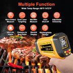 Rechargeable IR Thermometer Gun, -58°F~1472°F Non-Contact Laser Thermometer Gun, High Accuracy Digital Infrared Temperature Gun for Cooking, Griddle, Oven, Meat Food, HVAC, Automotive, Industrial Use