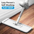Lazy Person's Self-Washing Flat Mop, 2024 Large Flat Mop Magic Flat Squeeze Mop Rotatable Adjustable Cleaning Mop, Self Wringing Flat Mop Microfiber Mops for Floor Cleaning (1*mop+6*Cloth)