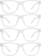 4 Pack Reading Glasses with Spring Hinges, Rectangle Readers for Women Men 1.0 1.25 1.5 1.75 2.0 to 4.0