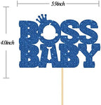 Boss Cake Topper, Boy Birthday Cake Topper, Gender Reveal, Happy Birthday Boss Party Cake Decorations Blue Glitter