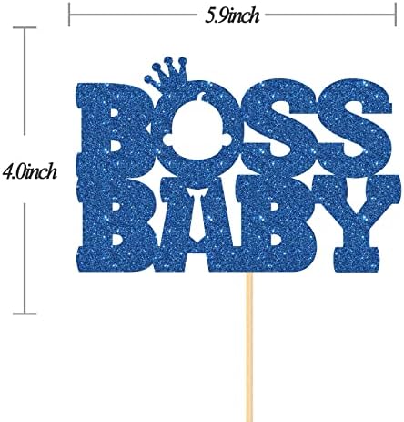 Boss Cake Topper, Boy Birthday Cake Topper, Gender Reveal, Happy Birthday Boss Party Cake Decorations Blue Glitter