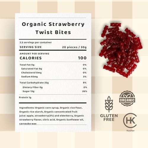 Organic Twist Bites by Candy Tree | Natural, Gluten-Free Treats | Family-Friendly Snacks | No Artificial Additives (Strawberry)