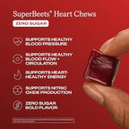 Humann SuperBeets Heart Chews Zero Sugar, Beet Root Supplement, Energy, Nitric Oxide and Blood Pressure Support, Grape Seed Extract & Non-GMO, Heart Health, Pomegranate Berry Flavor, 60 Count