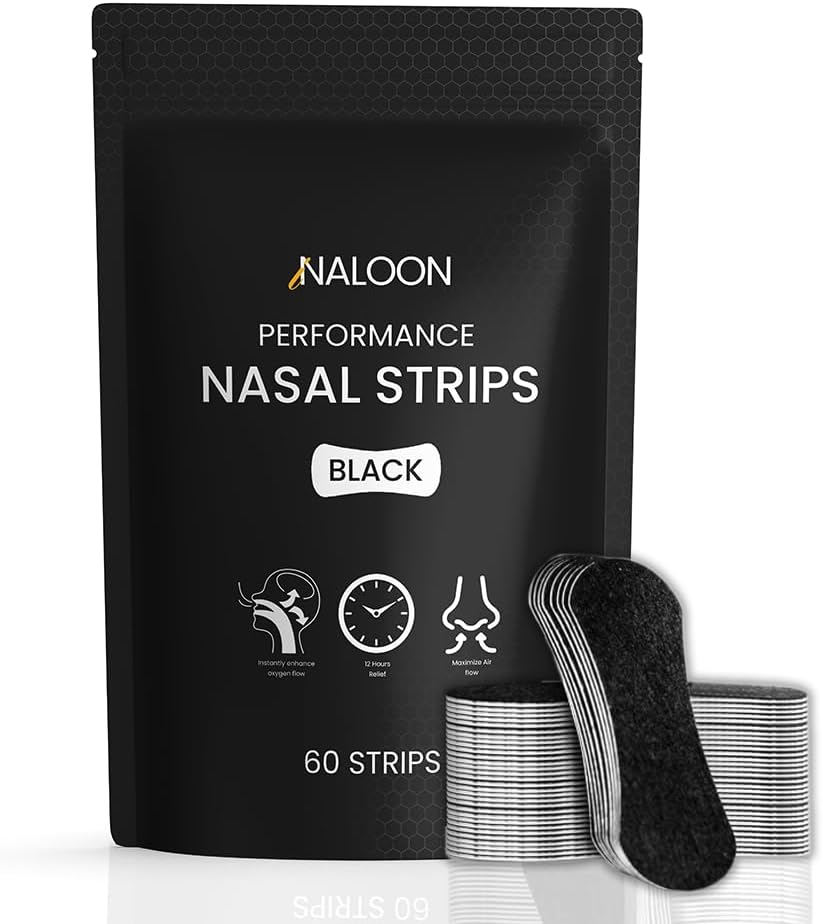 Performance Nasal Strips for Breathing, (60 Counts) - Extra Strenght Nose Strips for Snoring Comfort - Oil & Sweat Proof Adhesive Breathe Strips for Sleeping & Sports