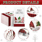 100Pcs Christmas Gnome Napkins, Disposable Holiday Dinner Paper Napkins for Xmas Party Supplies, 7.87 x 4.3 Inch