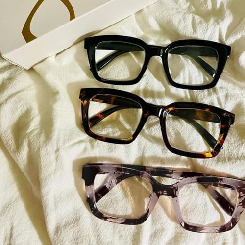 Tortoiseshell Reading Glasses–Blue Light Blocking Oversized Square Readers, Anti Glare Reading Glasses for Women & Men