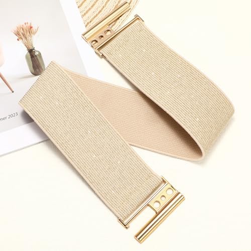 Womens Wide Elastic Waist Cinch Belt - Stretchy Vintage Trimmer Belt for Dresses