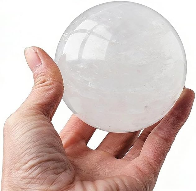 Clear Quartz Stone Sphere - Polished Natural Rock Crystal Orb for Reiki Healing, Chakra Balancing, and Energy Amplification,170mm