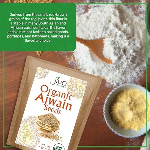 Jiva Organic Ajwain Seeds 1.5 LB Bag - Non-GMO - Bishops Weed or Carom Seeds