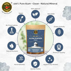 Spice Magic White Alum Powder 8oz (227g) – 100% Pure Natural Potassium Alum Powder (Fitkari/Phitkari) Alumbre en Polvo for Odor Control, Aftershave, Minor Cuts, Pickling & Skin Care