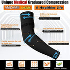AMZAM® Medical Compression Arm Sleeve for Women & Men, 15-20 mmHg Graduated Compression Brace with Silicone Band for Pain Relief, Lymphedema, Edema, Swelling, Arthritis, Black M
