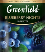 Greenfield Blueberry Nights Black Tea – 25 Individually Wrapped Foil Sachets – Premium Fruit & Herbal Tea Blend with Natural Blueberry Flavor – Rich & Aromatic Brew