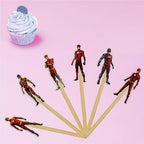 "Flsh Cupcake Topper – Superhero Theme Birthday Party Cupcake Picks for Boys and Girls – Red and Yellow Lightning Bolt Dessert Decorations for Birthday Parties, Events, and Themed Celebrations"