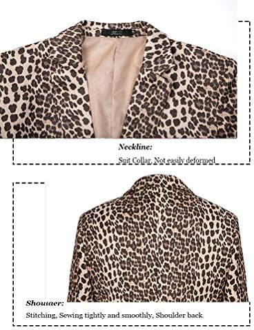 THWEI Mens Blazer Hipster Leopard Print Tuxedo Luxury Notched Lapel Slim Fit Stylish Sport Coats Jacket