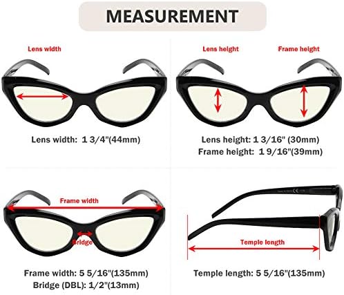Eyekepper 4-Pack Reading Glasses Blue Light Blocking Cat-eye Computer Glasses Readers Women