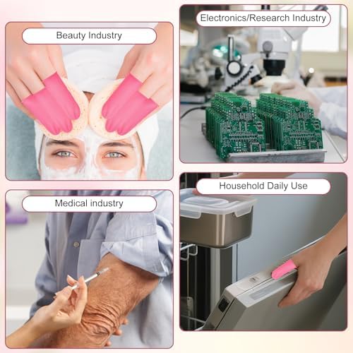 200Pcs Silicone Finger Cots Medium Finger Gloves Disposable Fingertips Protective Finger Covers Protectors for Electronic Repair, Handmade, Industrial Apply, Black & Pink