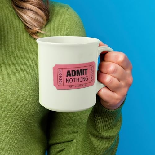 Genuine Fred ADMIT NOTHING, Say Anything Mug, 16-Ounce Ceramic Mug, Microwave and Dishwasher Safe, Double-Sided Artwork