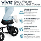 Vive Mobility Knee Walker Padded Gel Cover - Premium Comfort Gel Cushion, Accessory for Knee Scooters, Padded Accessories, Leg Cart Roller Improves Comfort During Injury, Fits Most Knee Trollys (Blue)